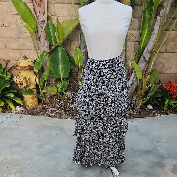Dorothee Schumacher Floral Transparancies Black White Tiered Maxi Skirt New 2 - Picture 2 of 10